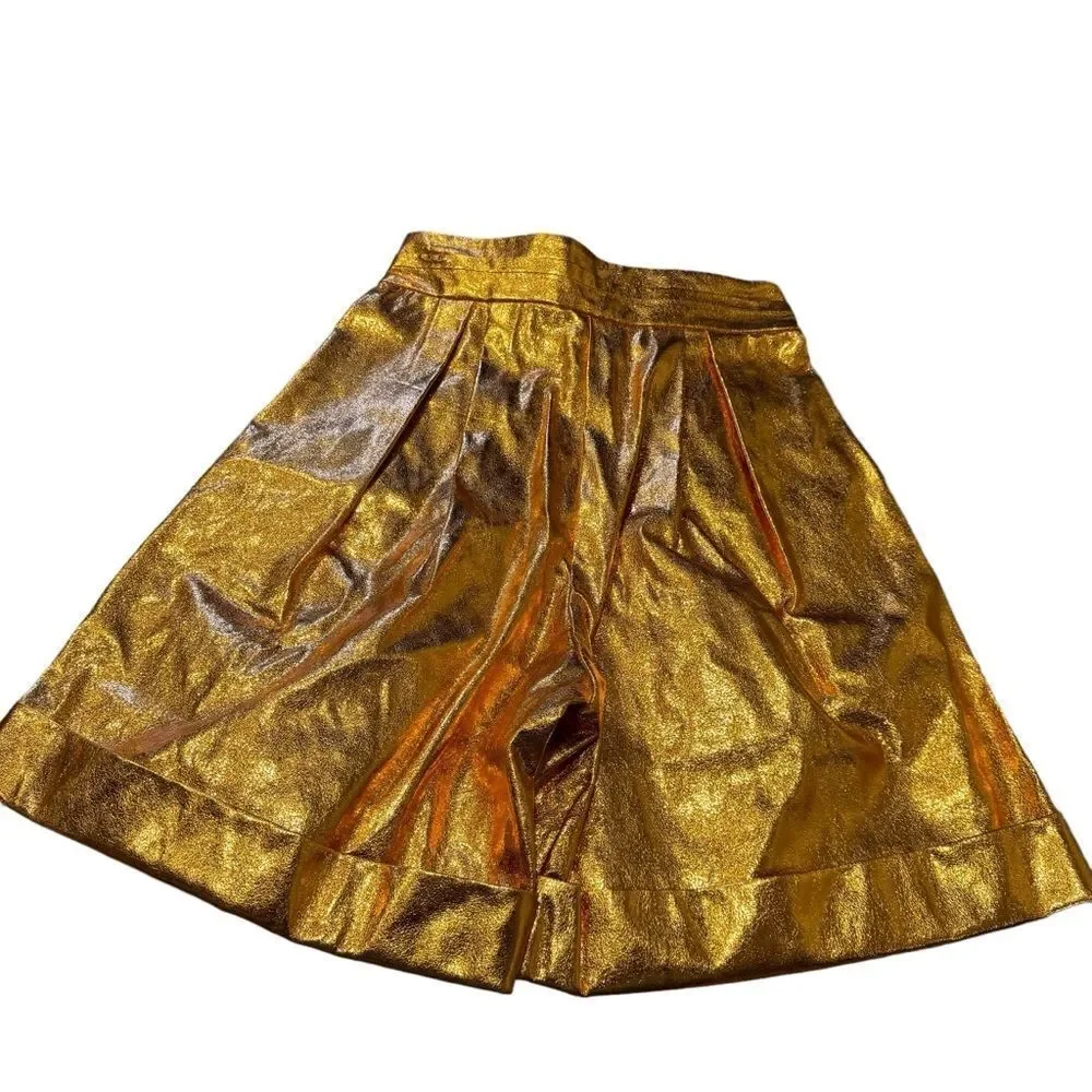 REVOLVE KIMBERLY GOLDSON LIZZIE METALLIC FAUX LEATHER SHORTS IN COPPER